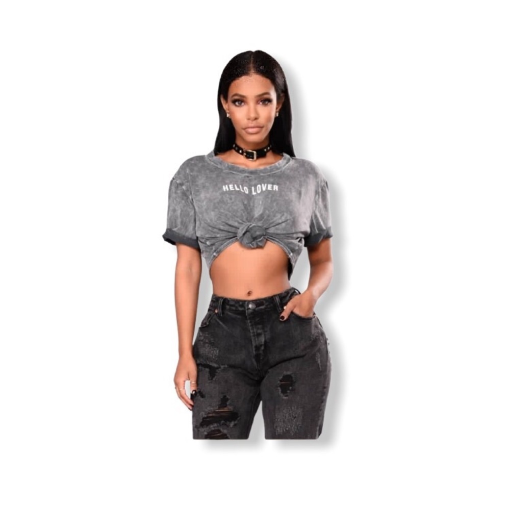 Grey Acid Wash Crop Top From Fashion Nova